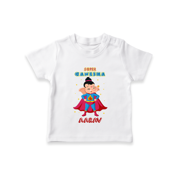 Super Ganesha T-Shirt | Personalized Baby T-Shirt for Ganesha Celebration - WHITE - 0-5 Months Old (Chest 17")