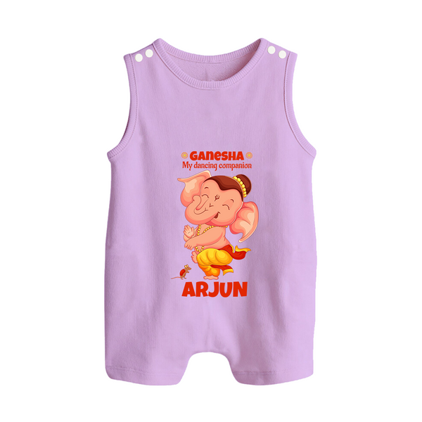 Ganesha My Dancing Companion Romper Suit / Sleeveless Romper | Custom Baby Romper Suit / Sleeveless Romper for Ganesha Devotees - LILAC - 0 - 5 Months Old (Chest 18")