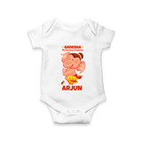 Ganesha My Dancing Companion Romper | Custom Baby Romper for Ganesha Devotees - WHITE - New Born (Chest 14")