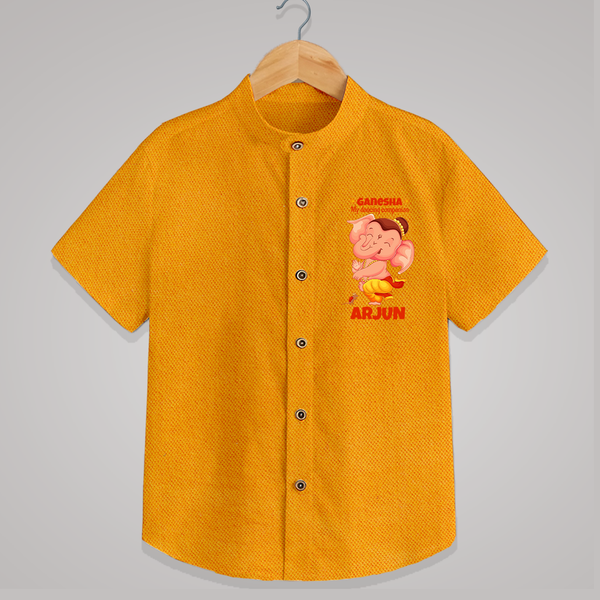 Ganesha My Dancing Companion Shirt | Custom Baby Shirt for Ganesha Devotees - CHROME YELLOW - 0 - 6 Months Old (Chest 23")