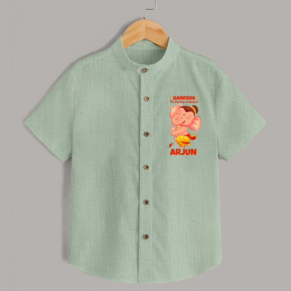 Ganesha My Dancing Companion Shirt | Custom Baby Shirt for Ganesha Devotees - MINT GREEN - 0 - 6 Months Old (Chest 23")