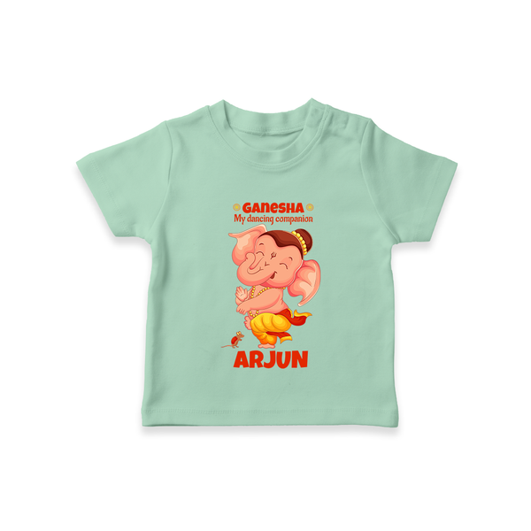 Ganesha My Dancing Companion T-Shirt | Custom Baby T-Shirt for Ganesha Devotees - MINT GREEN - 0-5 Months Old (Chest 17")