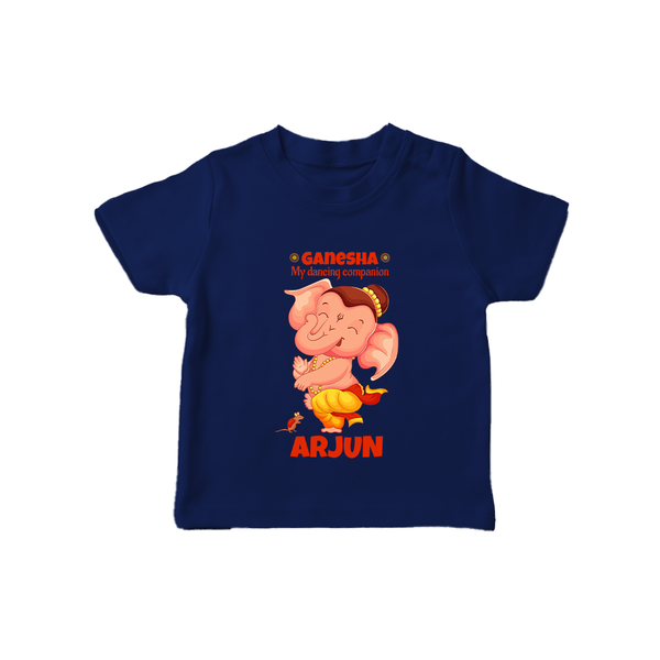 Ganesha My Dancing Companion T-Shirt | Custom Baby T-Shirt for Ganesha Devotees - NAVY BLUE - 0-5 Months Old (Chest 17")