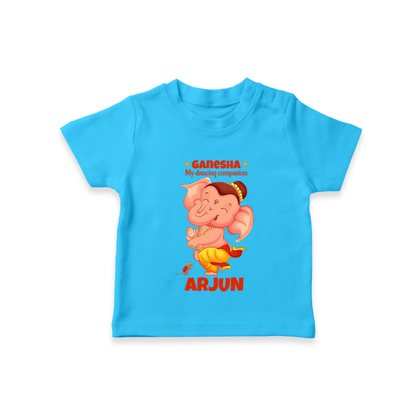 Ganesha My Dancing Companion T-Shirt | Custom Baby T-Shirt for Ganesha Devotees - SKY BLUE - 0-5 Months Old (Chest 17")