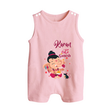Cute Ganesha Romper Suit / Sleeveless Romper | Personalized Baby Romper Suit / Sleeveless Romper for Ganesha Celebration - BABY PINK - 0 - 5 Months Old (Chest 18")