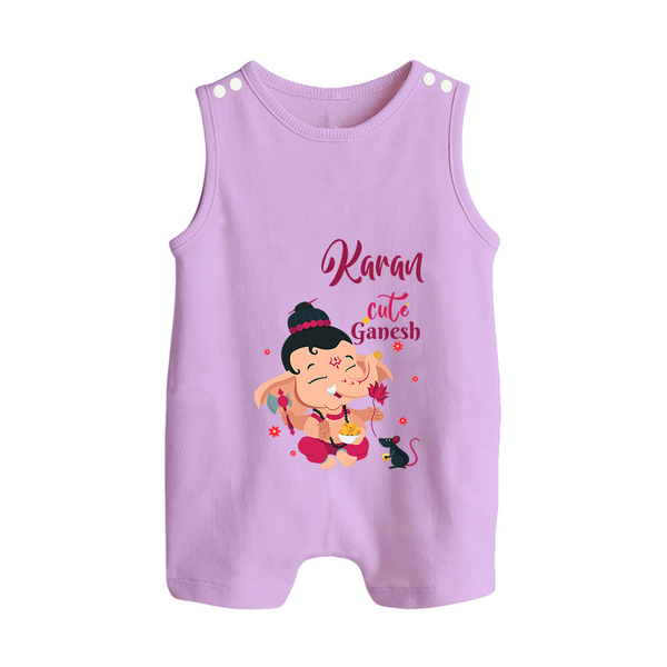 Cute Ganesha Romper Suit / Sleeveless Romper | Personalized Baby Romper Suit / Sleeveless Romper for Ganesha Celebration - LILAC - 0 - 5 Months Old (Chest 18")