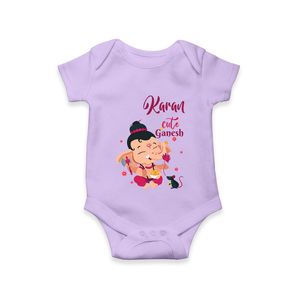 Cute Ganesha Romper | Personalized Baby Romper for Ganesha Celebration - LILAC - New Born (Chest 14")