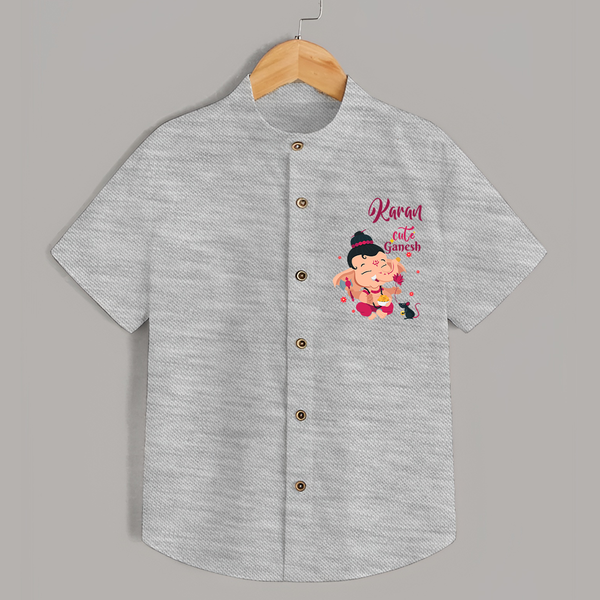Cute Ganesha Shirt | Personalized Baby Shirt for Ganesha Celebration - GREY - 0 - 6 Months Old (Chest 23")
