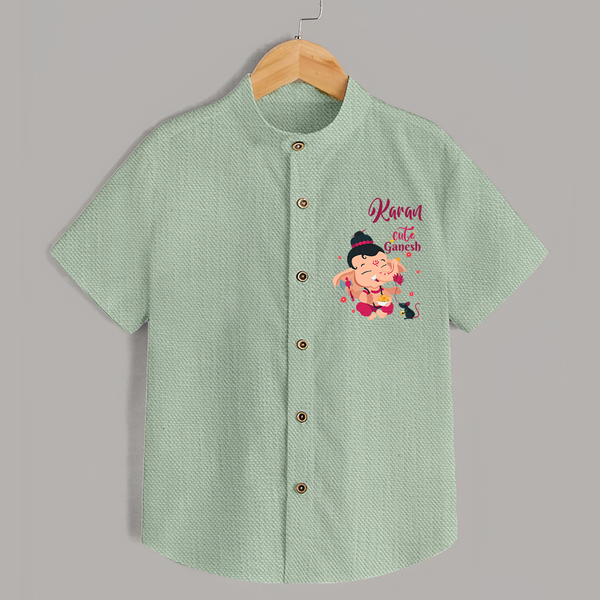 Cute Ganesha Shirt | Personalized Baby Shirt for Ganesha Celebration - MINT GREEN - 0 - 6 Months Old (Chest 23")