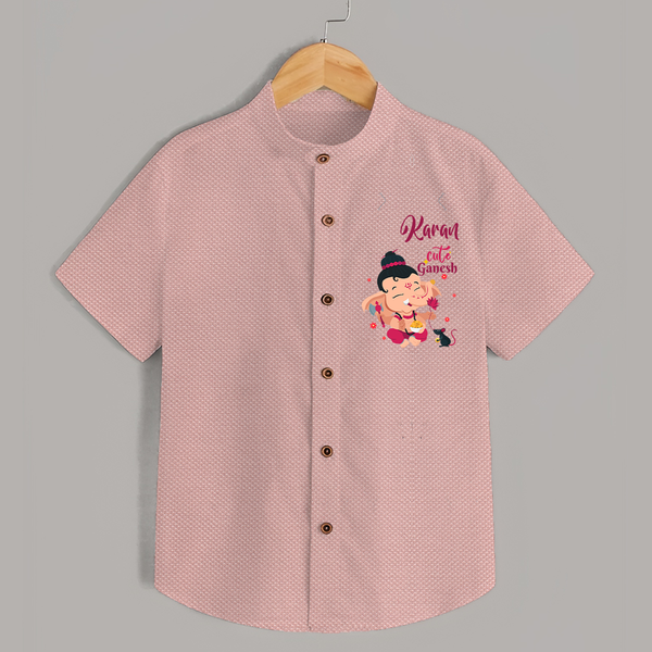 Cute Ganesha Shirt | Personalized Baby Shirt for Ganesha Celebration - PEACH - 0 - 6 Months Old (Chest 23")