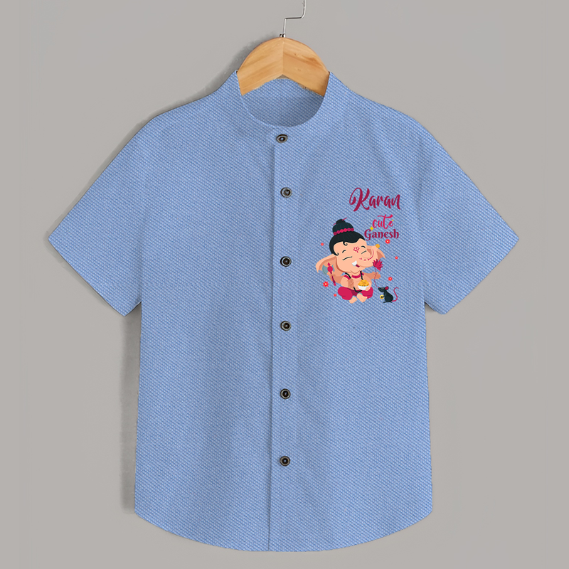 Cute Ganesha Shirt | Personalized Baby Shirt for Ganesha Celebration - SKY BLUE - 0 - 6 Months Old (Chest 23")