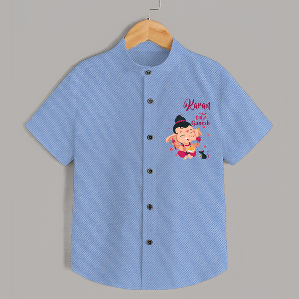 Cute Ganesha Shirt | Personalized Baby Shirt for Ganesha Celebration - SKY BLUE - 0 - 6 Months Old (Chest 23")