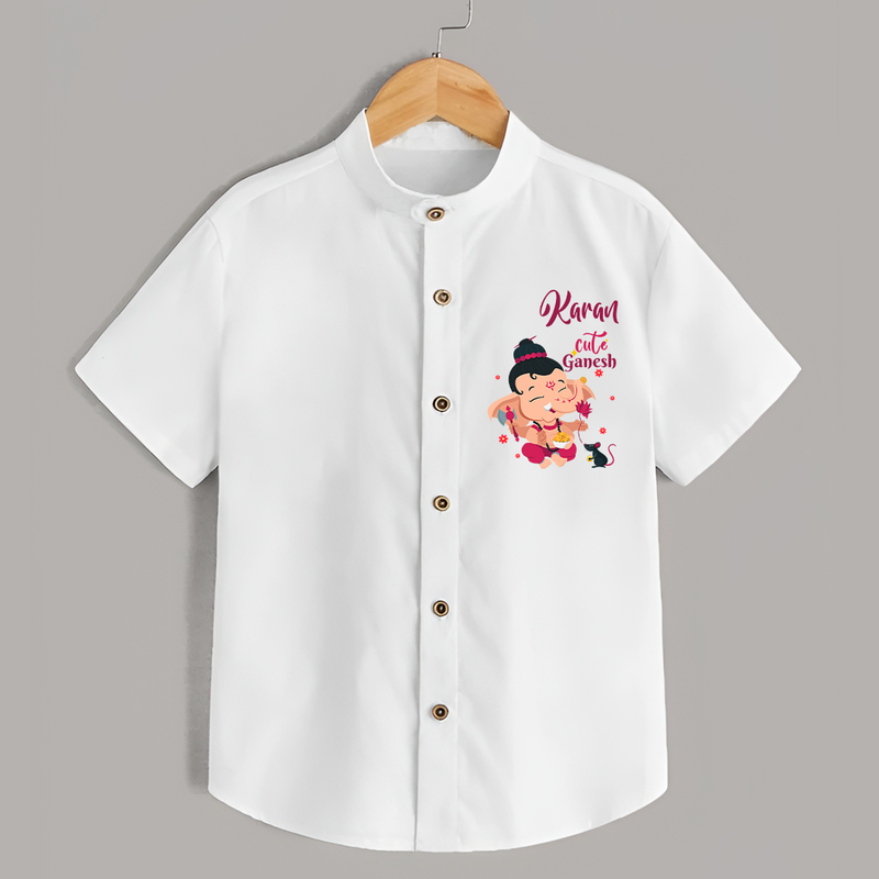 Cute Ganesha Shirt | Personalized Baby Shirt for Ganesha Celebration - WHITE - 0 - 6 Months Old (Chest 23")