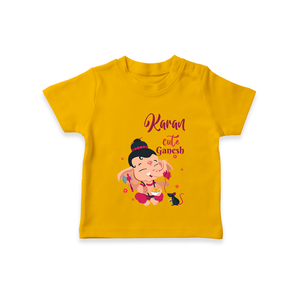 Cute Ganesha T-Shirt | Personalized Baby T-Shirt for Ganesha Celebration - CHROME YELLOW - 0-5 Months Old (Chest 17")