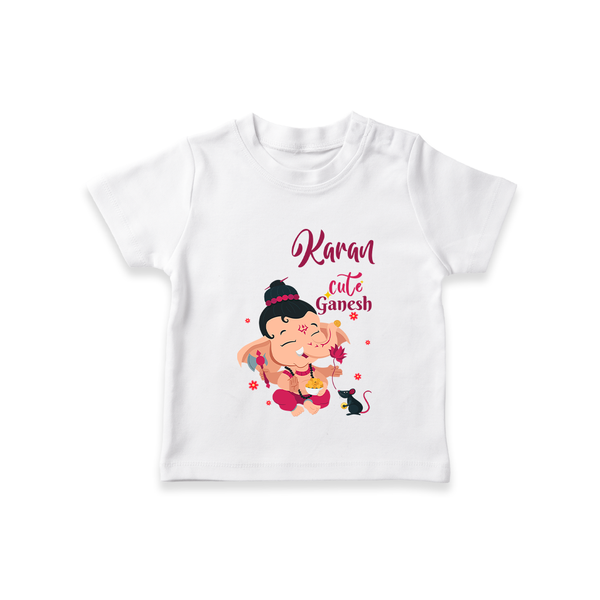 Cute Ganesha T-Shirt | Personalized Baby T-Shirt for Ganesha Celebration - WHITE - 0-5 Months Old (Chest 17")