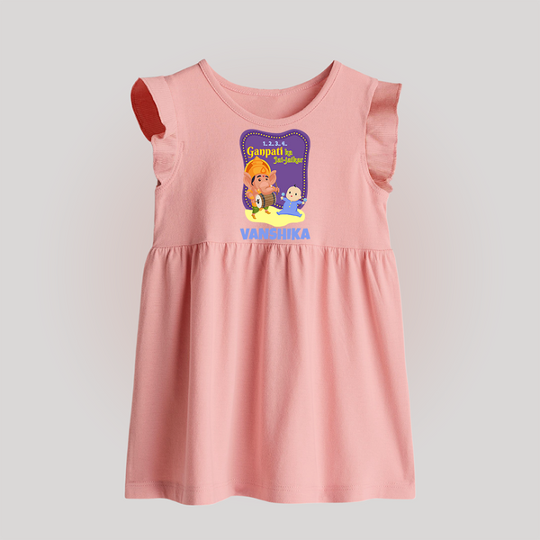 Ganpati Ka Jai-Jaikar Baby Frock | Custom Baby Frock for Ganesha Festival - BABY PINK - 0 - 3 Months Old (Chest 17")