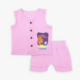 Ganpati Ka Jai-Jaikar Jabla Set | Custom Baby Jabla Set for Ganesha Festival - BABY PINK - 0 - 3 Months Old (Chest 9.8")