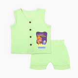 Ganpati Ka Jai-Jaikar Jabla Set | Custom Baby Jabla Set for Ganesha Festival - PASTEL GREEN - 0 - 3 Months Old (Chest 9.8")