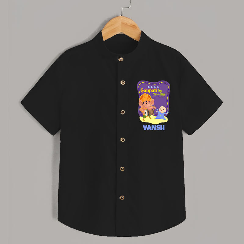 Ganpati Ka Jai-Jaikar Shirt | Custom Baby Shirt for Ganesha Festival - BLACK - 0 - 6 Months Old (Chest 23")