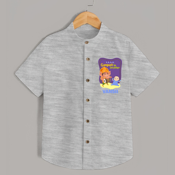 Ganpati Ka Jai-Jaikar Shirt | Custom Baby Shirt for Ganesha Festival - GREY - 0 - 6 Months Old (Chest 23")