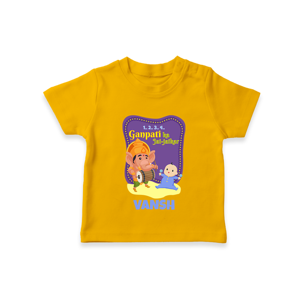 Ganpati Ka Jai-Jaikar T-Shirt | Custom Baby T-Shirt for Ganesha Festival - CHROME YELLOW - 0-5 Months Old (Chest 17")