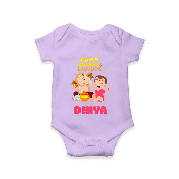 Modaks & Laddoos Romper | Custom Baby Romper for Ganesha Celebration - LILAC - New Born (Chest 14")