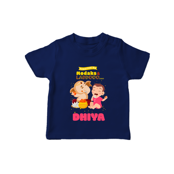 Modaks & Laddoos T-Shirt | Custom Baby T-Shirt for Ganesha Celebration - NAVY BLUE - 0-5 Months Old (Chest 17")