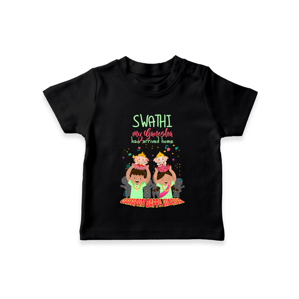 My Ganesha Has Arrived Home T-Shirt | Personalized Baby T-Shirt for Ganesha Devotees - BLACK - 0-5 Months Old (Chest 17")