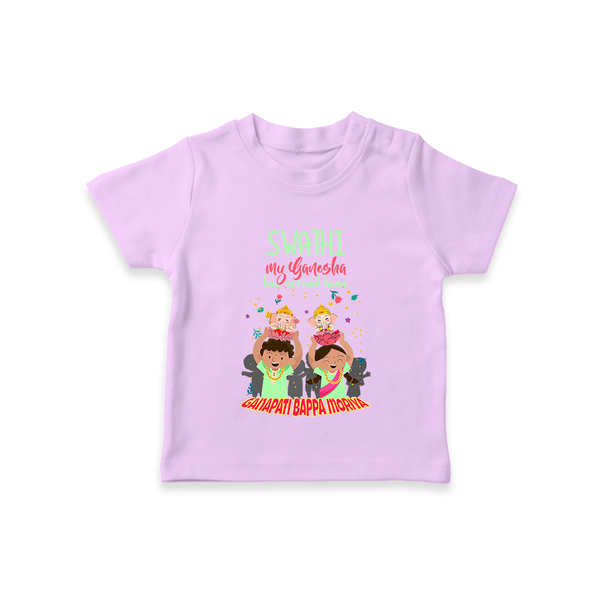 My Ganesha Has Arrived Home T-Shirt | Personalized Baby T-Shirt for Ganesha Devotees - LILAC - 0-5 Months Old (Chest 17")