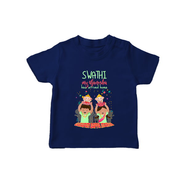 My Ganesha Has Arrived Home T-Shirt | Personalized Baby T-Shirt for Ganesha Devotees - NAVY BLUE - 0-5 Months Old (Chest 17")