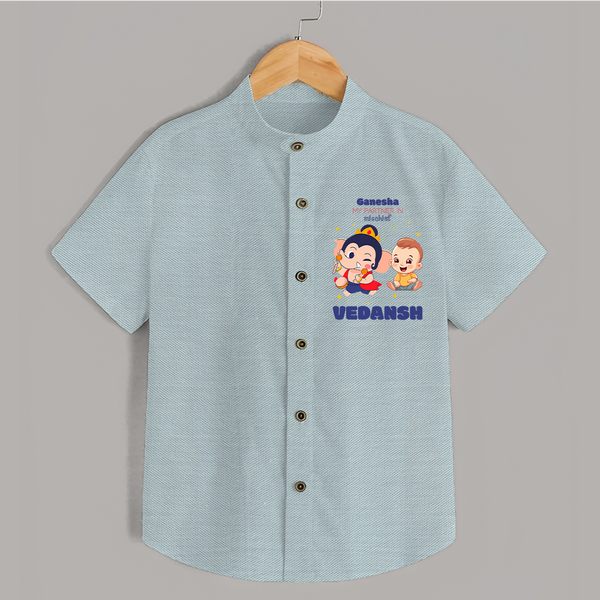 My Parents in Mischief Shirt | Custom Baby Shirt for Ganesha Celebration - ARCTIC BLUE - 0 - 6 Months Old (Chest 23")