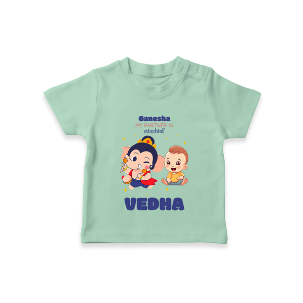 My Parents in Mischief T-Shirt | Custom Baby T-Shirt for Ganesha Celebration - MINT GREEN - 0-5 Months Old (Chest 17")