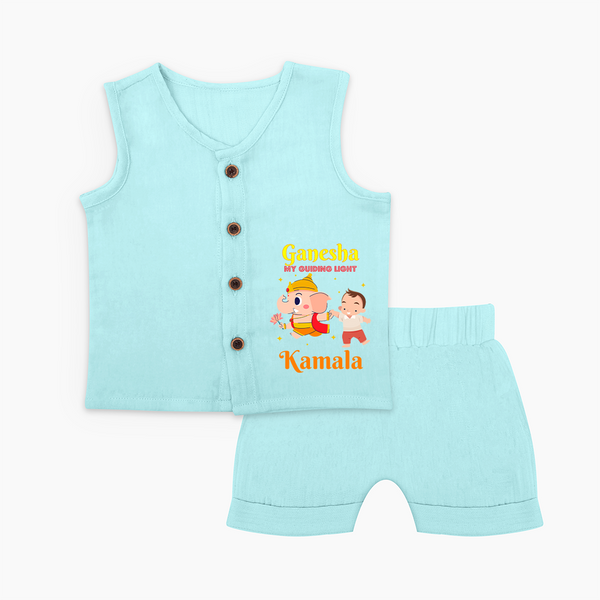Ganesha My Guiding Light Jabla Set | Personalized Baby Jabla Set for Ganesha Devotees - BABY BLUE - 0 - 3 Months Old (Chest 9.8")