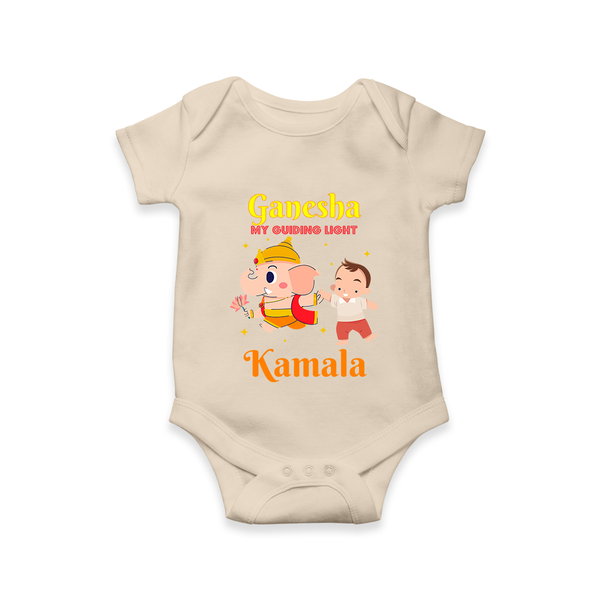 Ganesha My Guiding Light Romper | Personalized Baby Romper for Ganesha Devotees - IVORY - New Born (Chest 14")