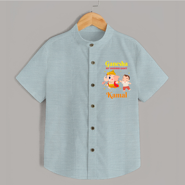 Ganesha My Guiding Light Shirt | Personalized Baby Shirt for Ganesha Devotees - ARCTIC BLUE - 0 - 6 Months Old (Chest 23")