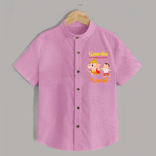 Ganesha My Guiding Light Shirt | Personalized Baby Shirt for Ganesha Devotees - BABY PINK - 0 - 6 Months Old (Chest 23")