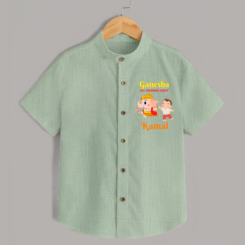 Ganesha My Guiding Light Shirt | Personalized Baby Shirt for Ganesha Devotees - MINT GREEN - 0 - 6 Months Old (Chest 23")