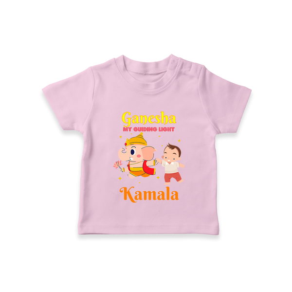 Ganesha My Guiding Light T-Shirt | Personalized Baby T-Shirt for Ganesha Devotees - BABY PINK - 0-5 Months Old (Chest 17")
