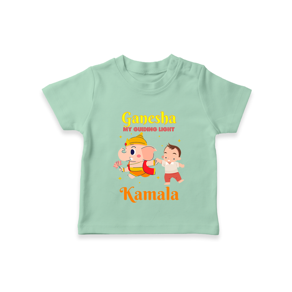 Ganesha My Guiding Light T-Shirt | Personalized Baby T-Shirt for Ganesha Devotees - MINT GREEN - 0-5 Months Old (Chest 17")