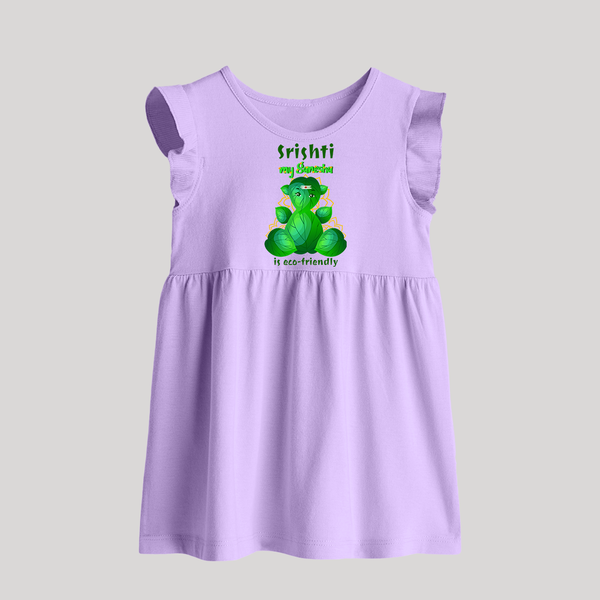 My Ganesha is Eco-Friendly Baby Frock | Custom Baby Frock for Eco-Conscious Ganesha Lovers - LILAC - 0 - 3 Months Old (Chest 17")