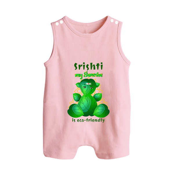 My Ganesha is Eco-Friendly Romper Suit / Sleeveless Romper | Custom Baby Romper Suit / Sleeveless Romper for Eco-Conscious Ganesha Lovers - BABY PINK - 0 - 5 Months Old (Chest 18")