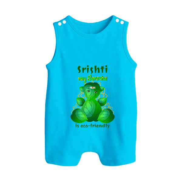 My Ganesha is Eco-Friendly Romper Suit / Sleeveless Romper | Custom Baby Romper Suit / Sleeveless Romper for Eco-Conscious Ganesha Lovers - SKY BLUE - 0 - 5 Months Old (Chest 18")