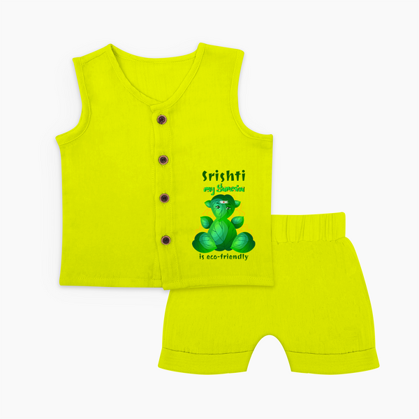 My Ganesha is Eco-Friendly Jabla Set | Custom Baby Jabla Set for Eco-Conscious Ganesha Lovers - LIME GREEN - 0 - 3 Months Old (Chest 9.8")