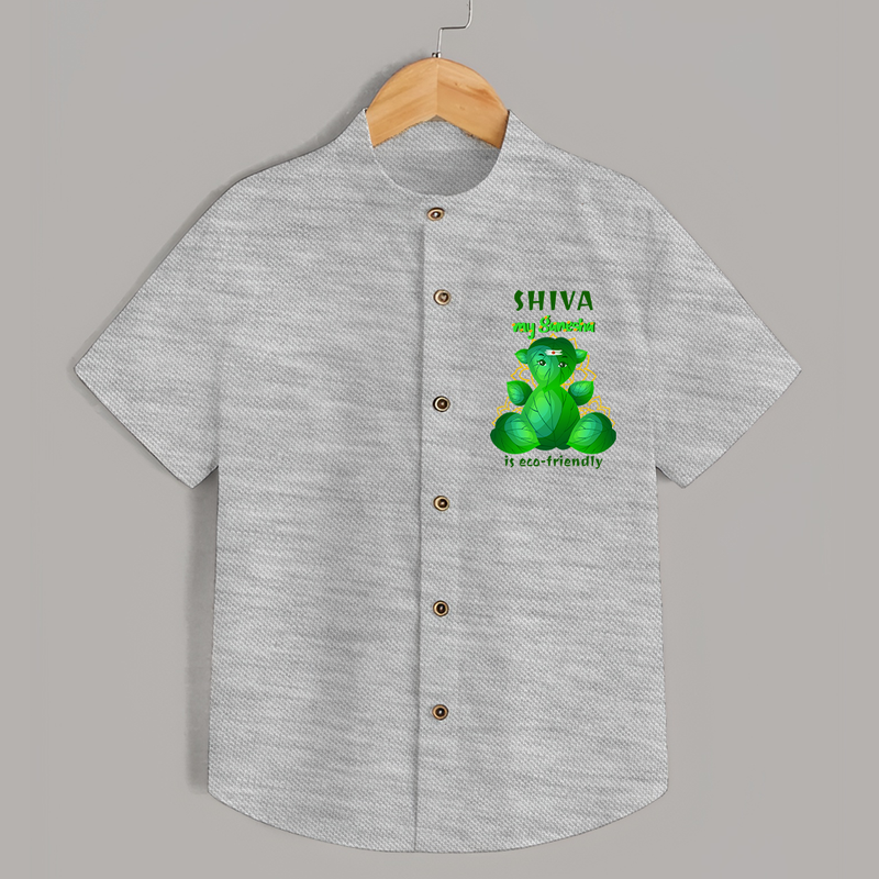 My Ganesha is Eco-Friendly Shirt | Custom Baby Shirt for Eco-Conscious Ganesha Lovers - GREY - 0 - 6 Months Old (Chest 23")
