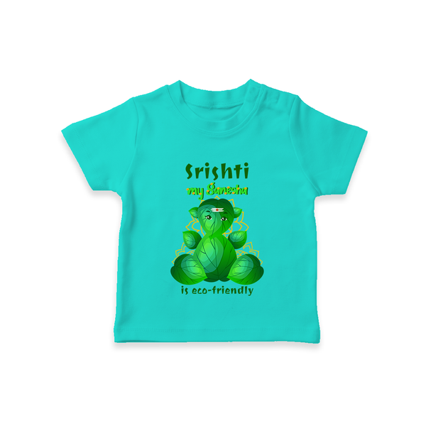 My Ganesha is Eco-Friendly T-Shirt | Custom Baby T-Shirt for Eco-Conscious Ganesha Lovers - TEAL - 0-5 Months Old (Chest 17")