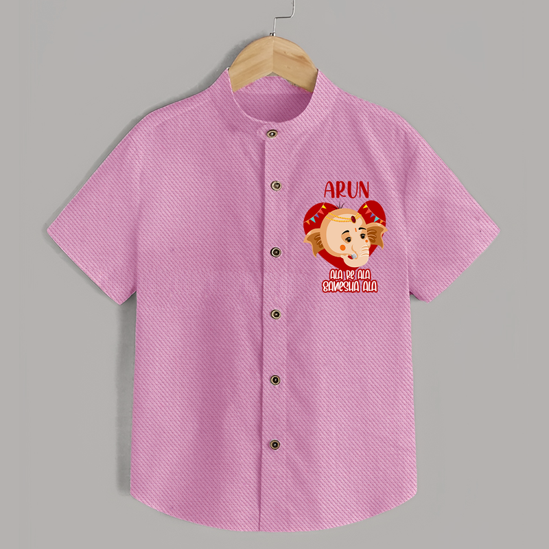 Ala Re Ala Ganesha Ala Shirt | Personalized Baby Shirt for Ganesha Festival - BABY PINK - 0 - 6 Months Old (Chest 23")