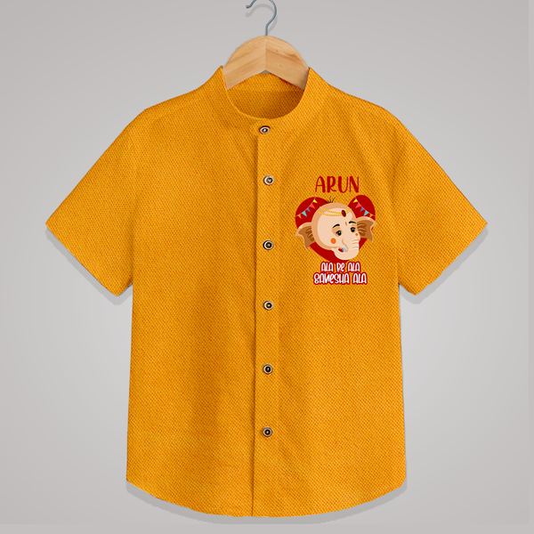 Ala Re Ala Ganesha Ala Shirt | Personalized Baby Shirt for Ganesha Festival - CHROME YELLOW - 0 - 6 Months Old (Chest 23")