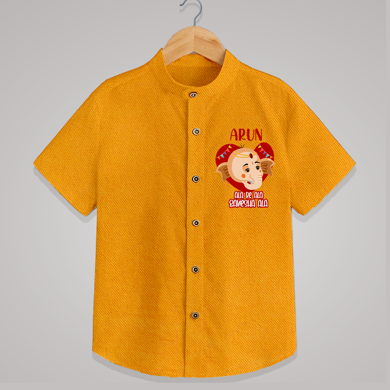Ala Re Ala Ganesha Ala Shirt | Personalized Baby Shirt for Ganesha Festival - CHROME YELLOW - 0 - 6 Months Old (Chest 23")