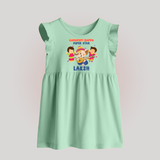 Ganapati Bappa Superstar Baby Frock | Custom Baby Frock for Ganesha Celebration - MINT GREEN - 0 - 3 Months Old (Chest 17")