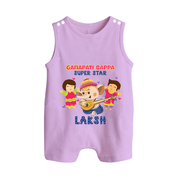 Ganapati Bappa Superstar Romper Suit / Sleeveless Romper | Custom Baby Romper Suit / Sleeveless Romper for Ganesha Celebration - LILAC - 0 - 5 Months Old (Chest 18")